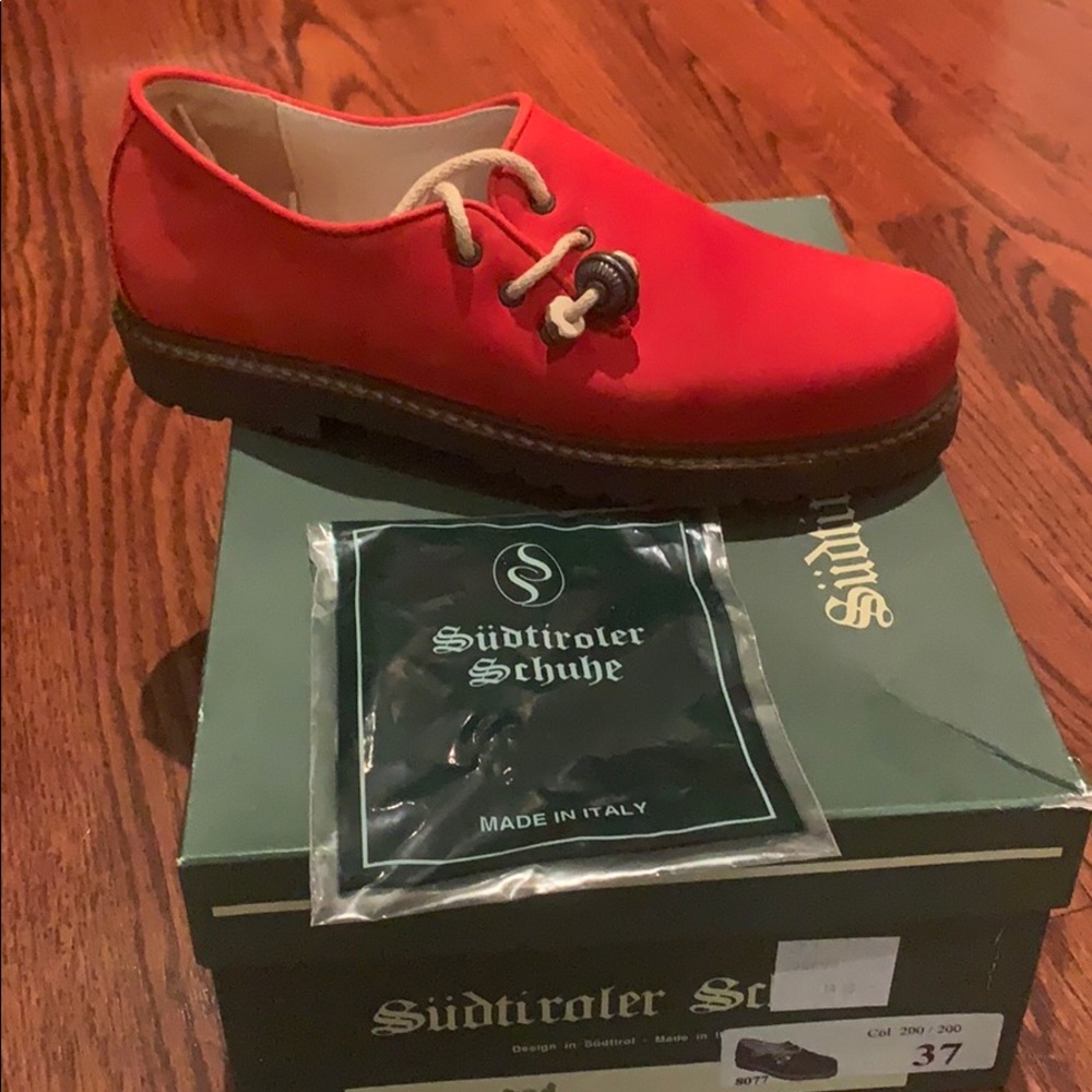 Red Italian suede loafer. Brand new, never worn